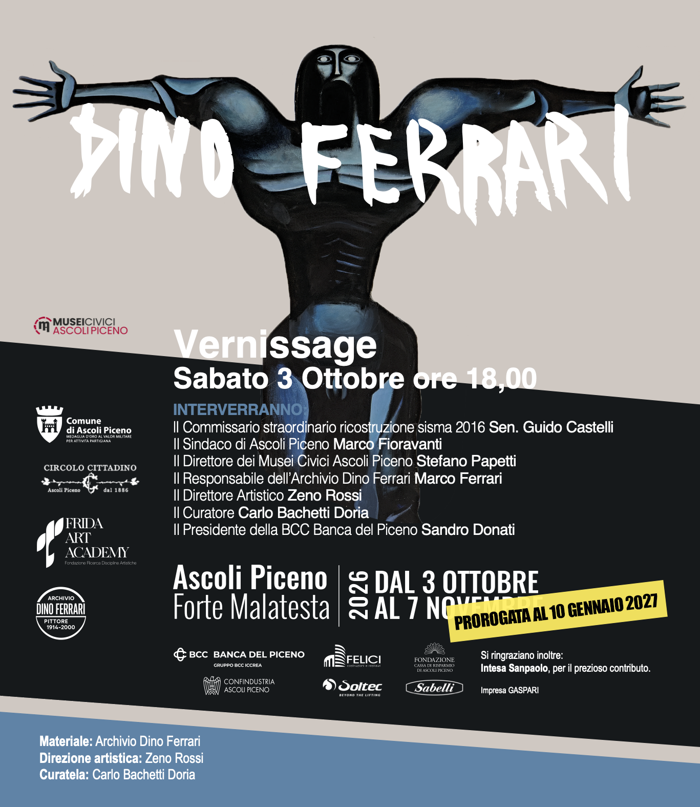 Dino Ferrari - Mostra antologica, 3 ottobre - 7 novembre 2026, Forte Malatesta, Ascoli Piceno